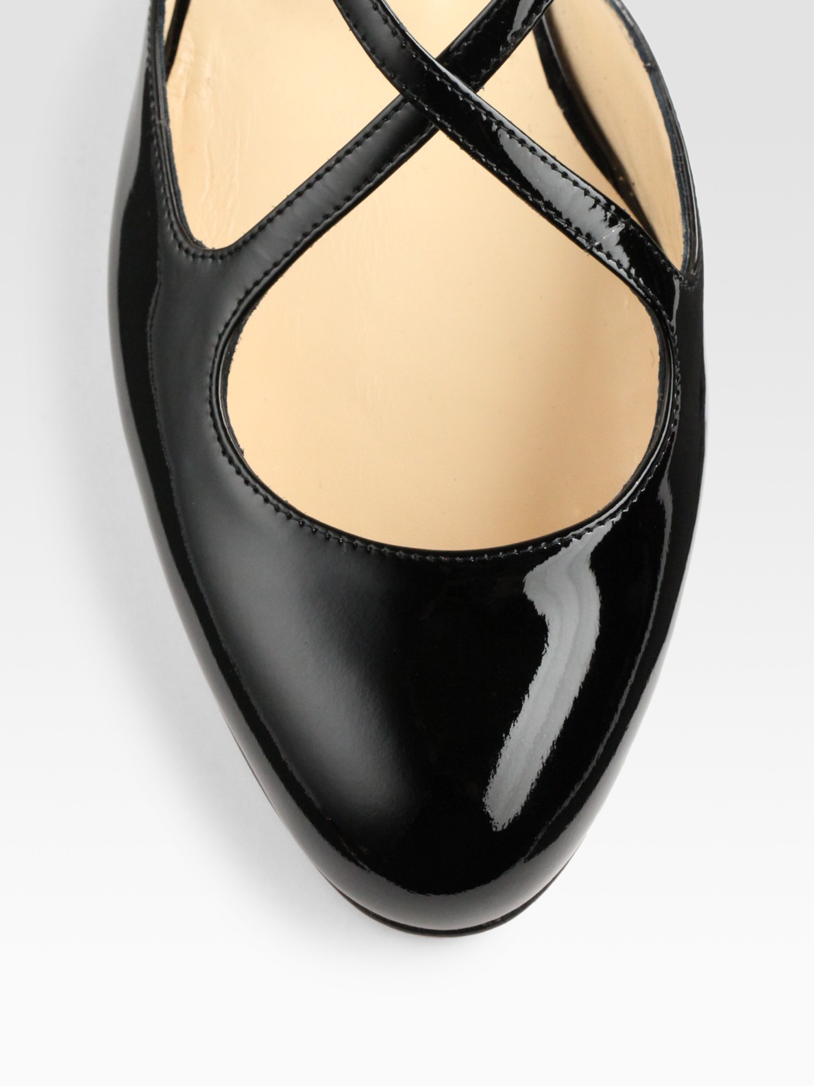 Christian Louboutin Pneumatica Patent Leather Jane Flats in Black | Lyst