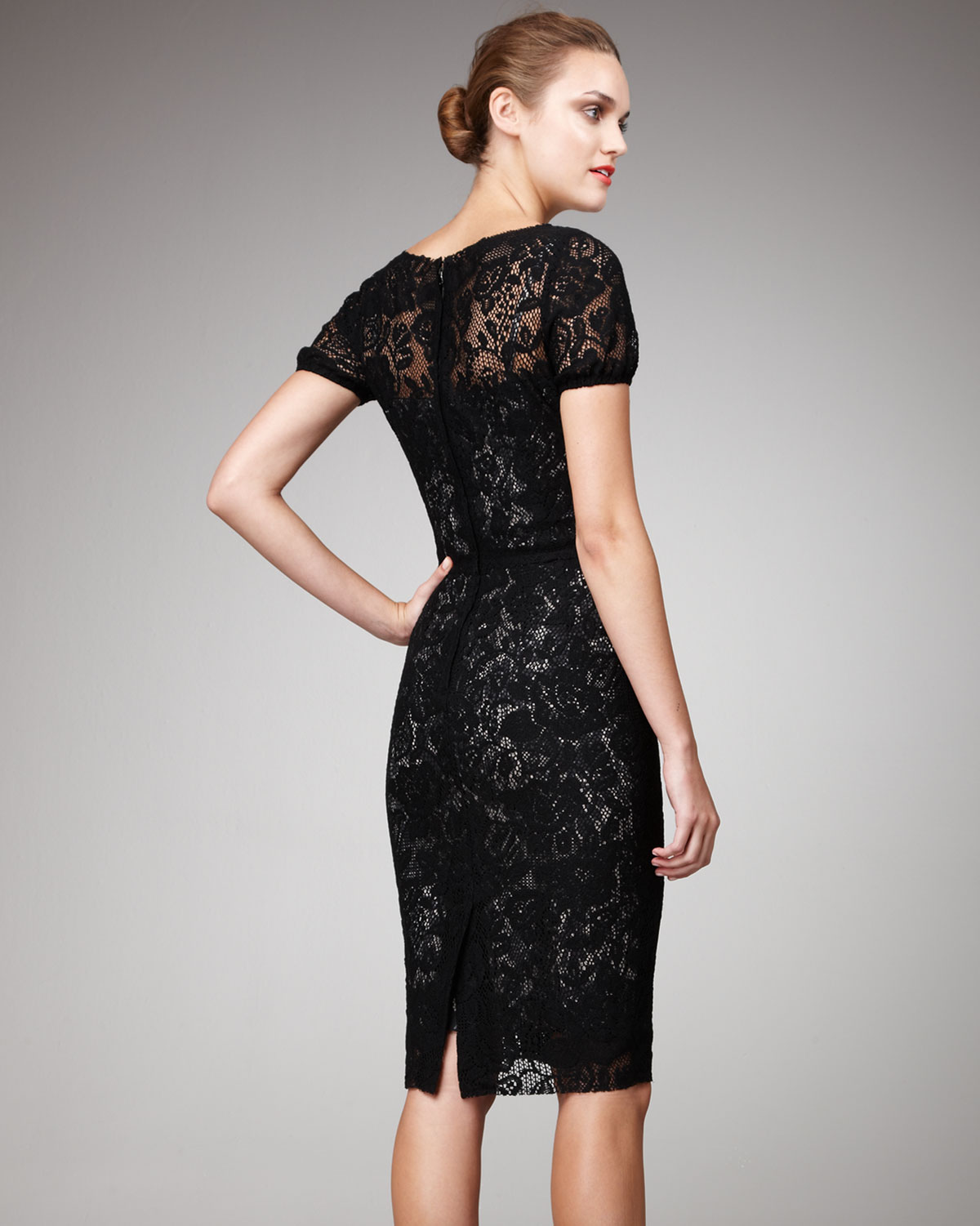 Lyst - Dolce & Gabbana Short-sleeve Lace Dress in Black
