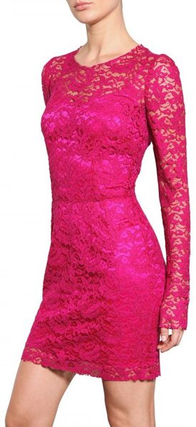 Dolce & Gabbana Viscose Lace Dress in Pink (fuchsia) | Lyst