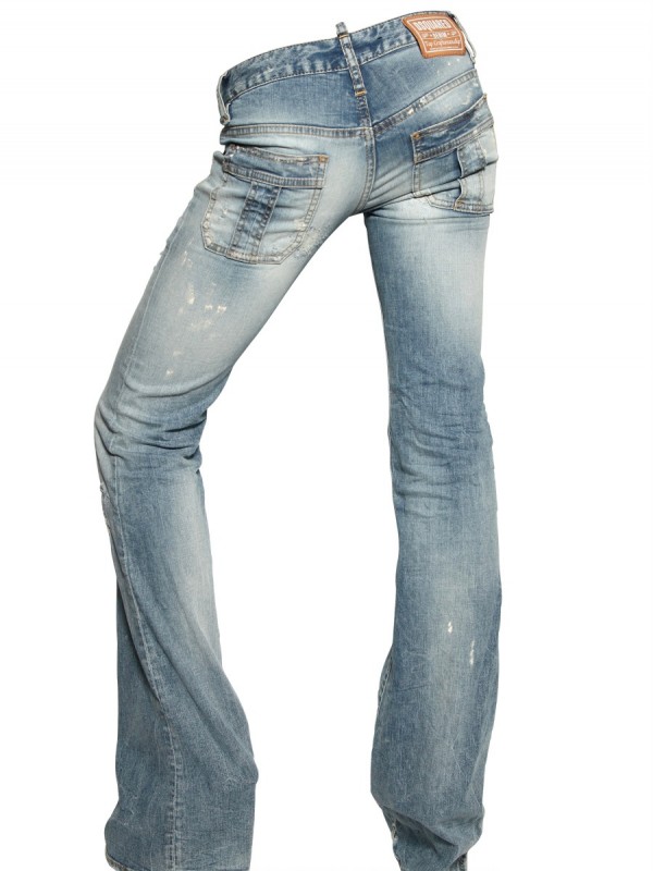Lyst - Dsquared² Low Waist Flared Washed Jeans in Blue