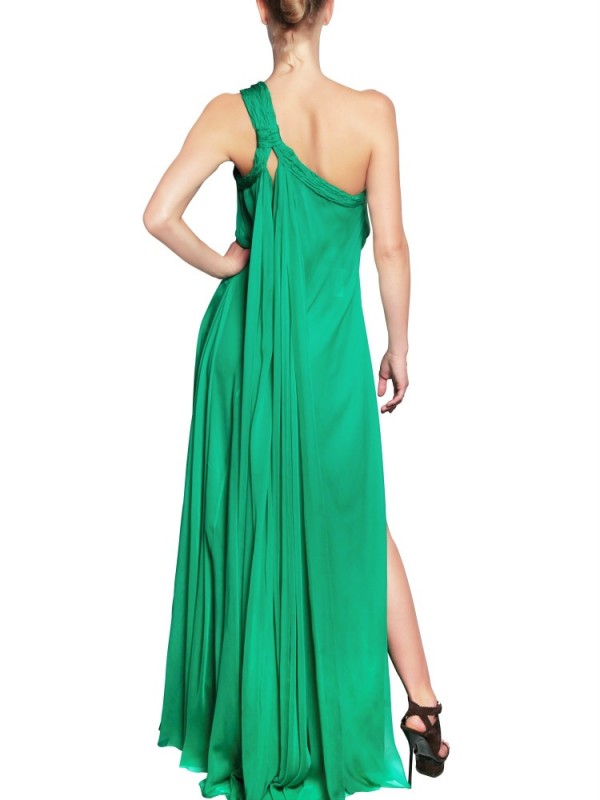 DSquared² Silk Chiffon Long Dress in Green - Lyst
