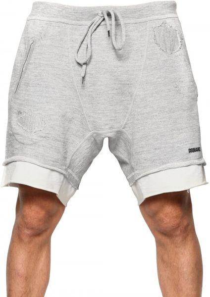 Dsquared² Cotton Melange Fleece Shorts in Gray for Men (grey) | Lyst