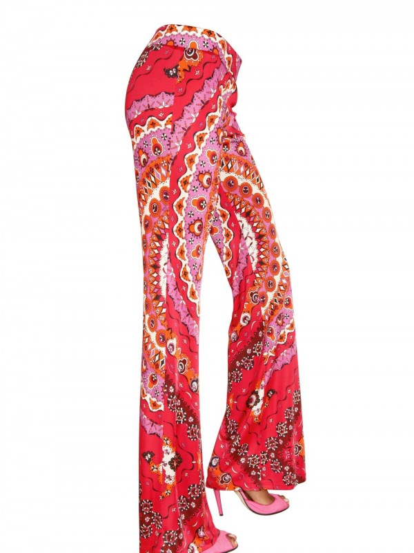 Lyst - Emilio Pucci Printed Viscose Jersey Flared Trousers