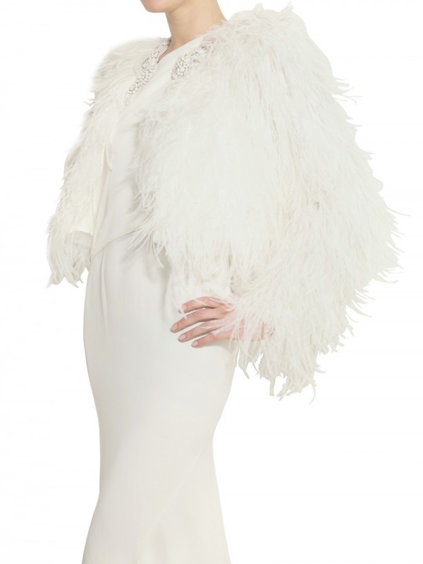 Givenchy Jewelled Ostrich Feather Fur Coat in White - Lyst