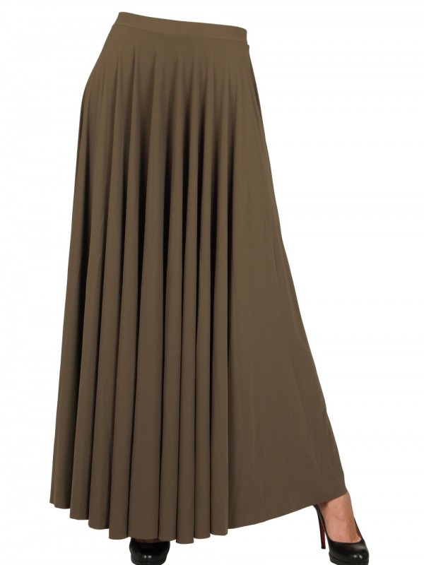 Lanvin Pleated Lycra Skirt in Khaki (Natural) - Lyst