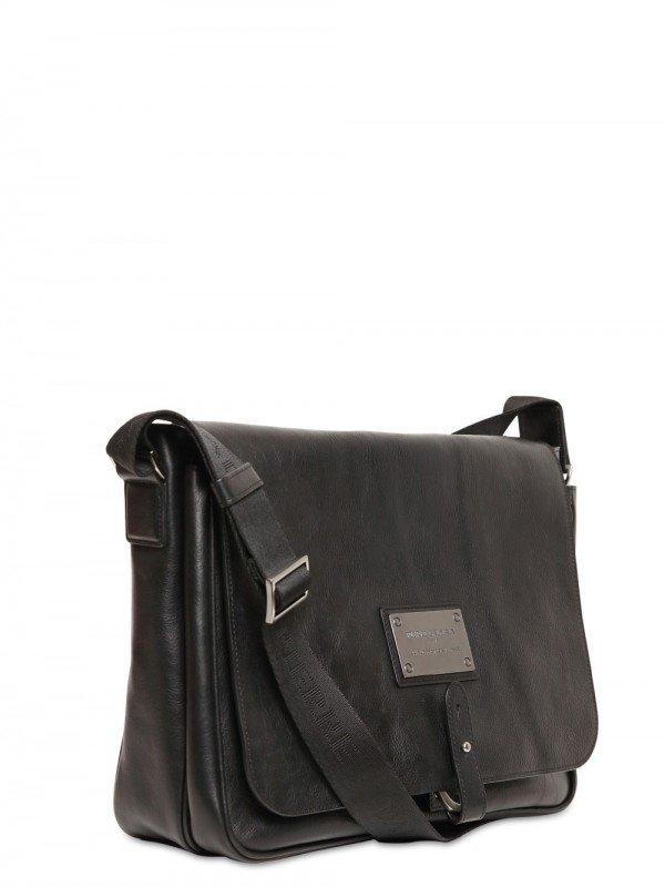 Balmain Leather Messenger Bag in Black for Men - Lyst