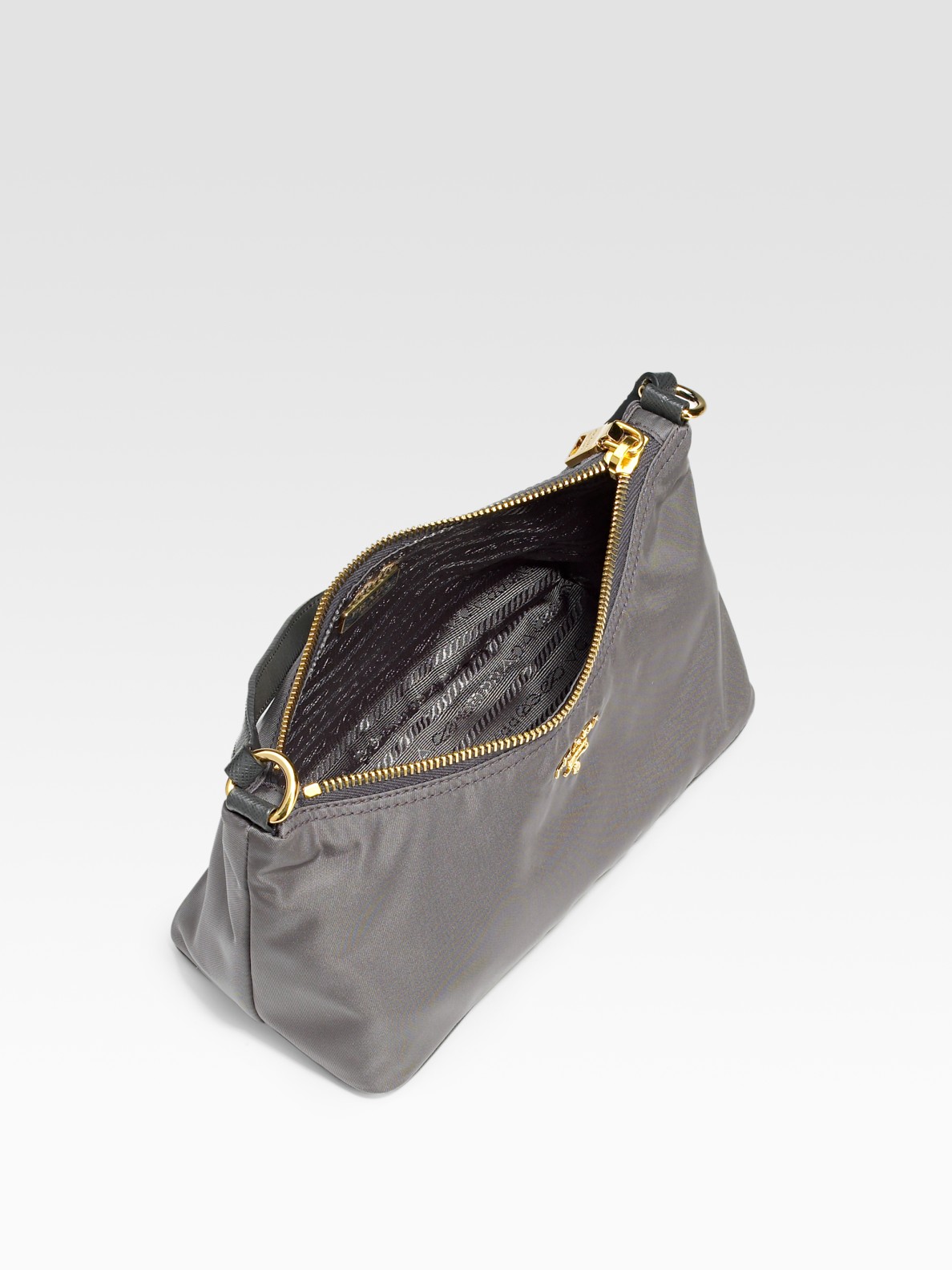 Prada Tessuto and Saffiano Nylon Shoulder Pochette in Black | Lyst  