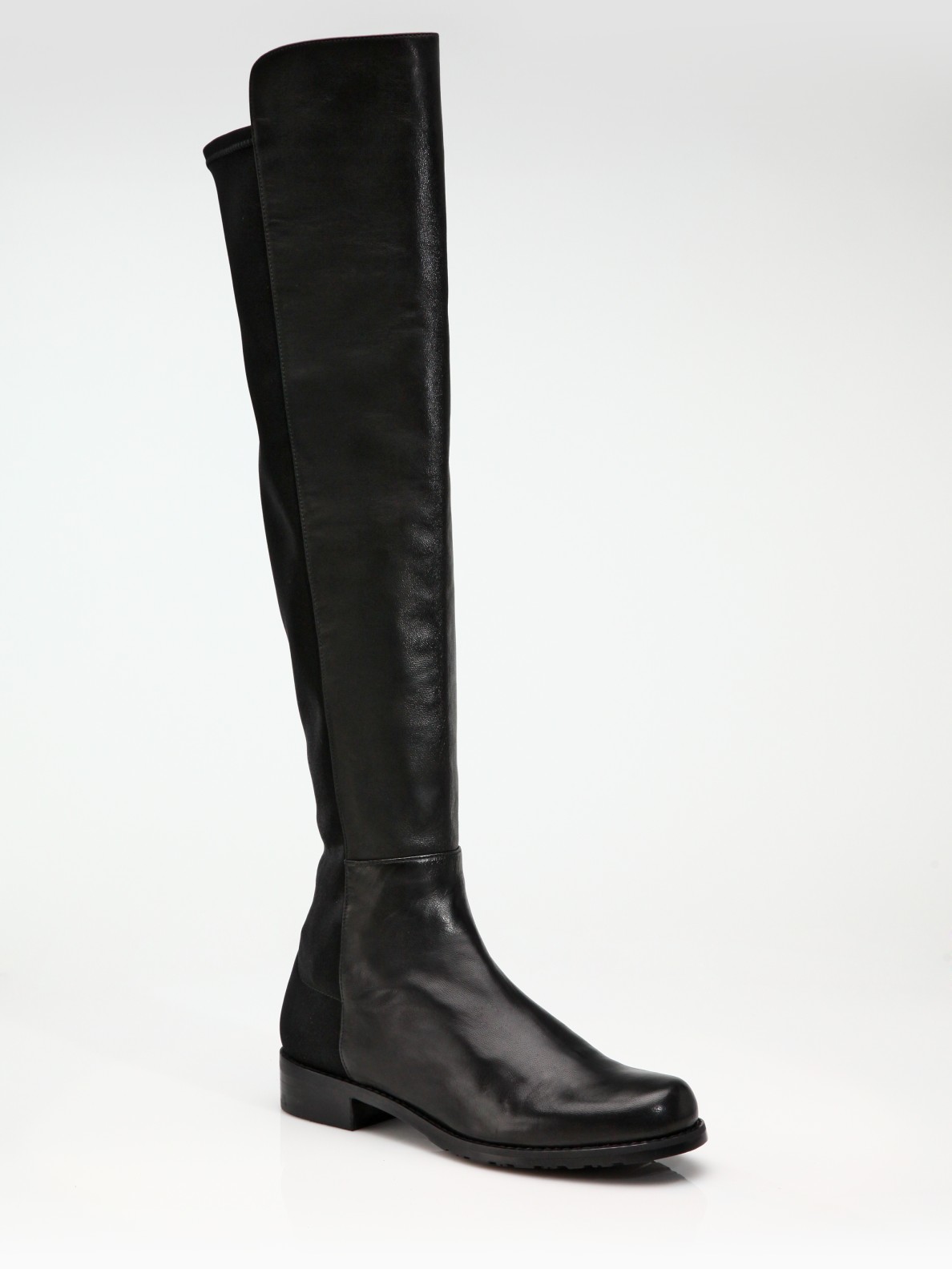 Stuart Weitzman Nappa Leather Flat Over-the-knee Boots in Black | Lyst