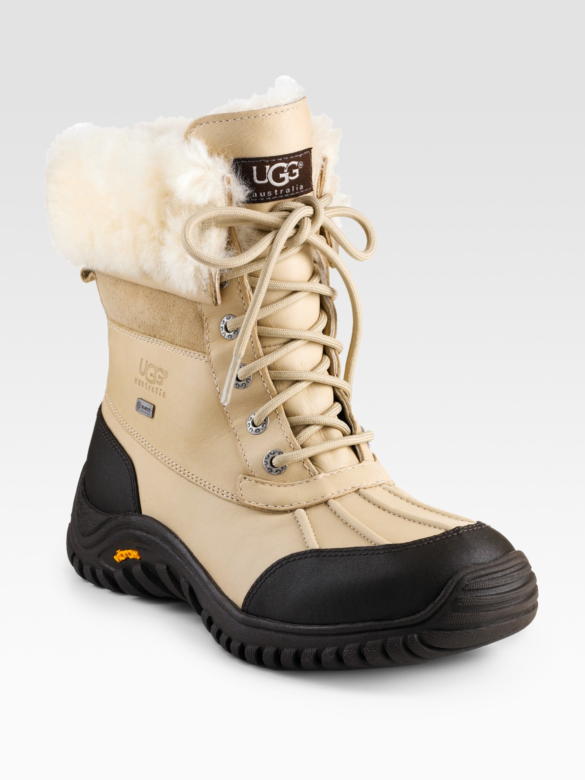 Ugg Adirondack Ii Lace-up Shearling-Lined Boots in Beige (BLACKGREY) | Lyst