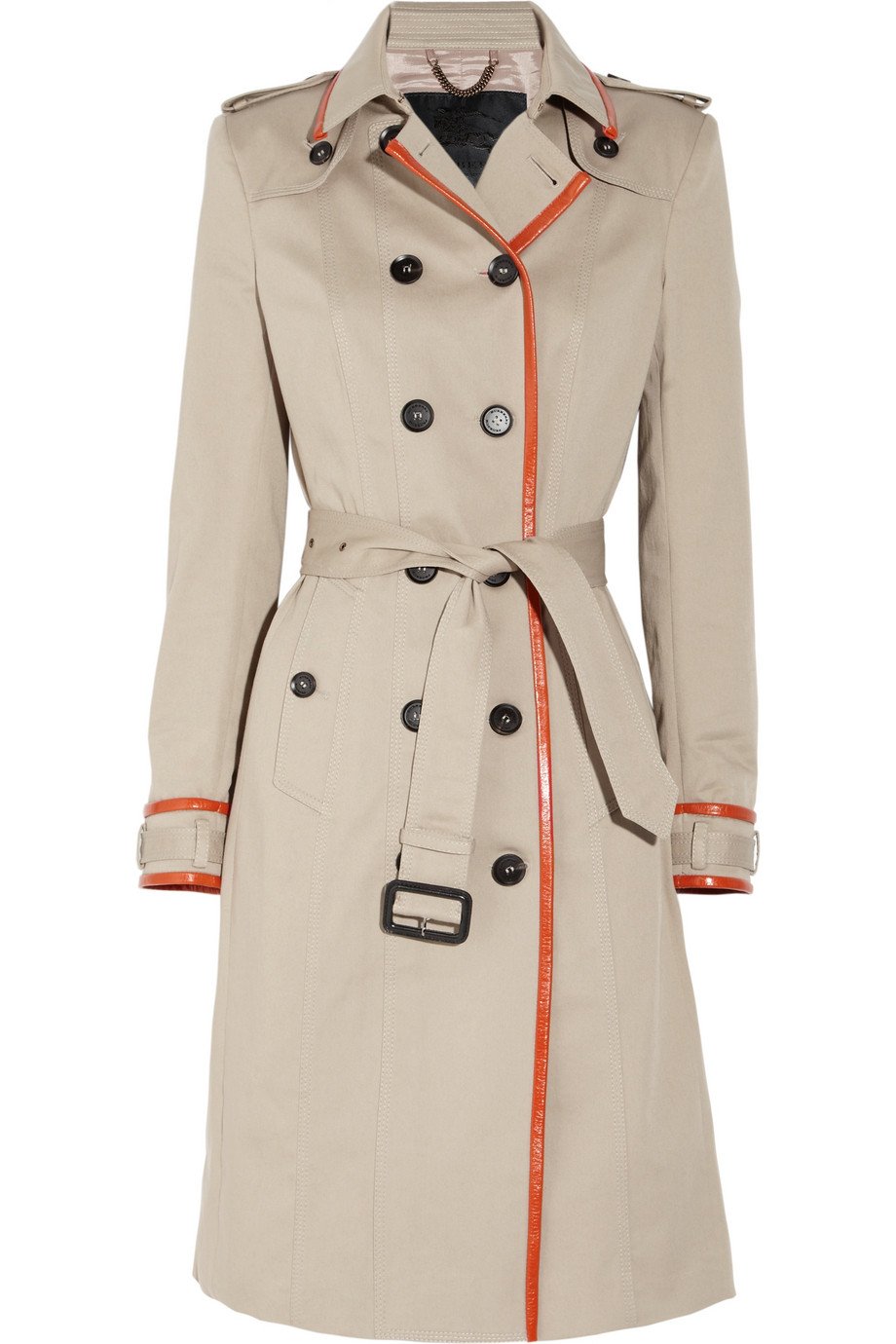 Lyst Burberry Prorsum Leather Trimmed Cotton Gabardine Trench Coat In Natural
