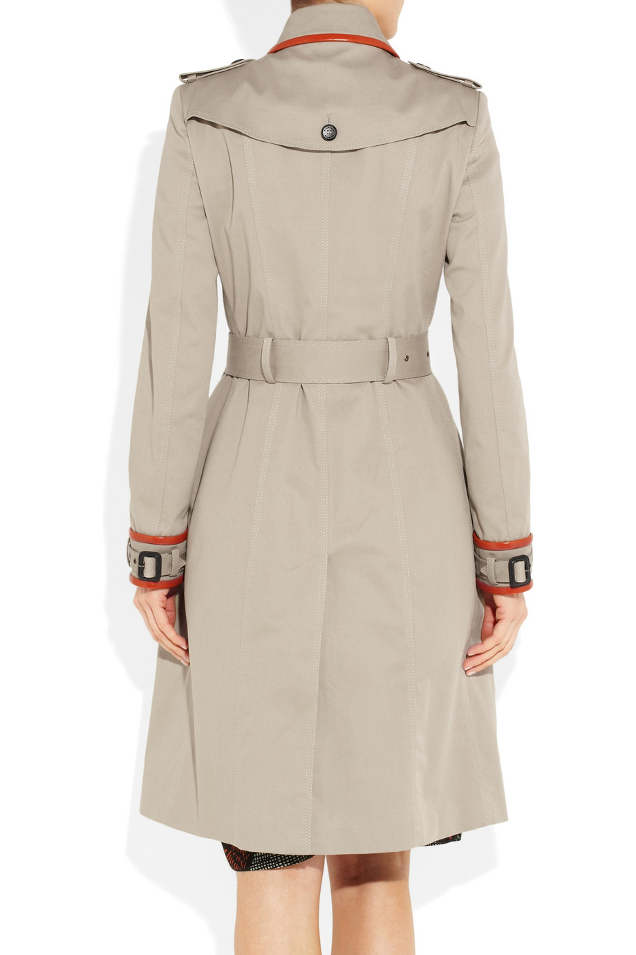 Lyst - Burberry Prorsum Leather-trimmed Cotton-gabardine Trench Coat in ...