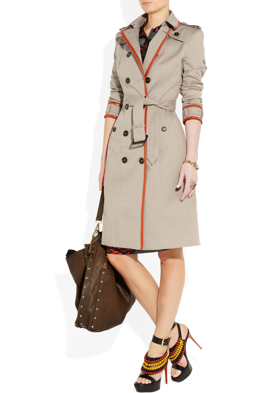 Lyst - Burberry Prorsum Leather-trimmed Cotton-gabardine Trench Coat in ...