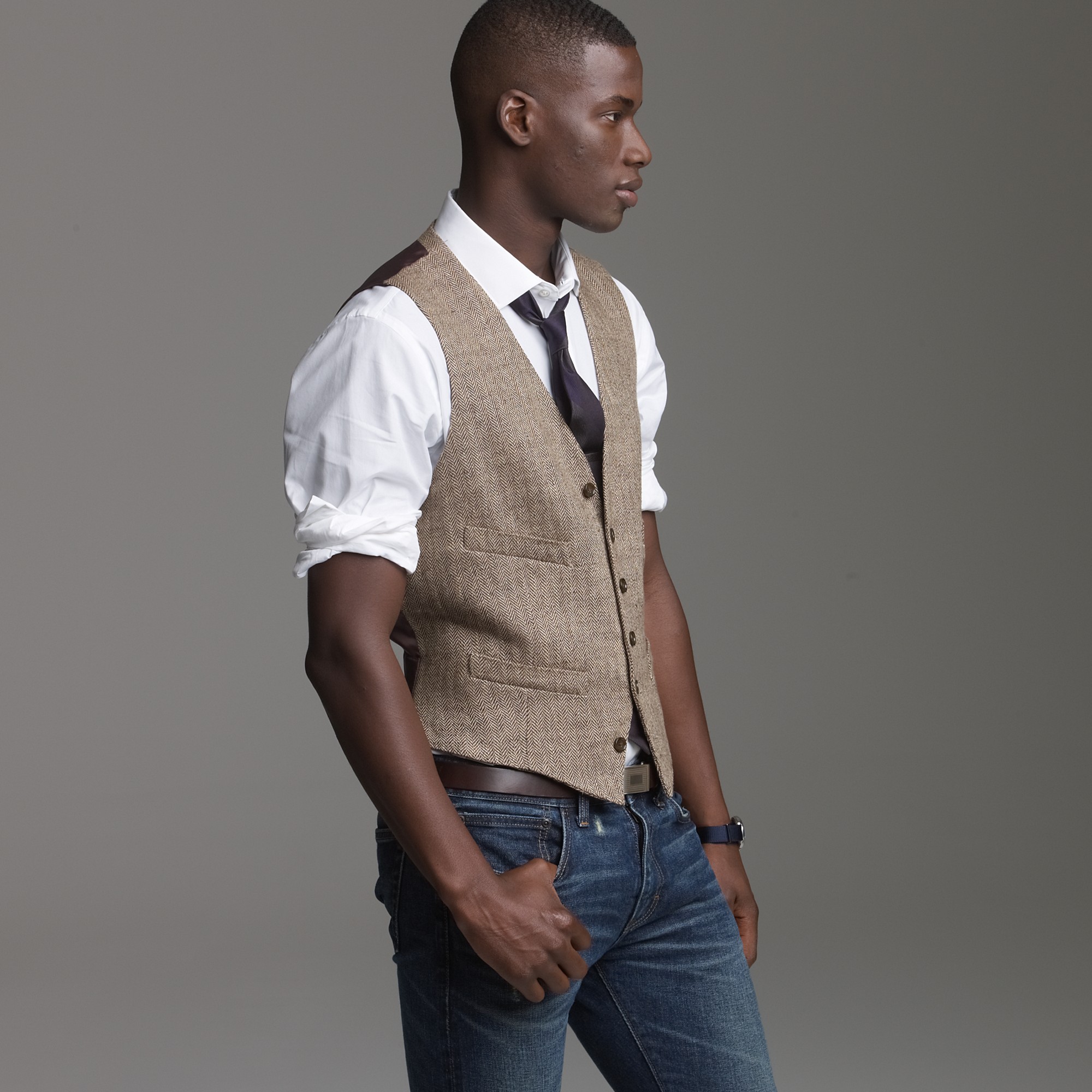 J.Crew Linen Herringbone Suit Vest in Brown for Men | Lyst