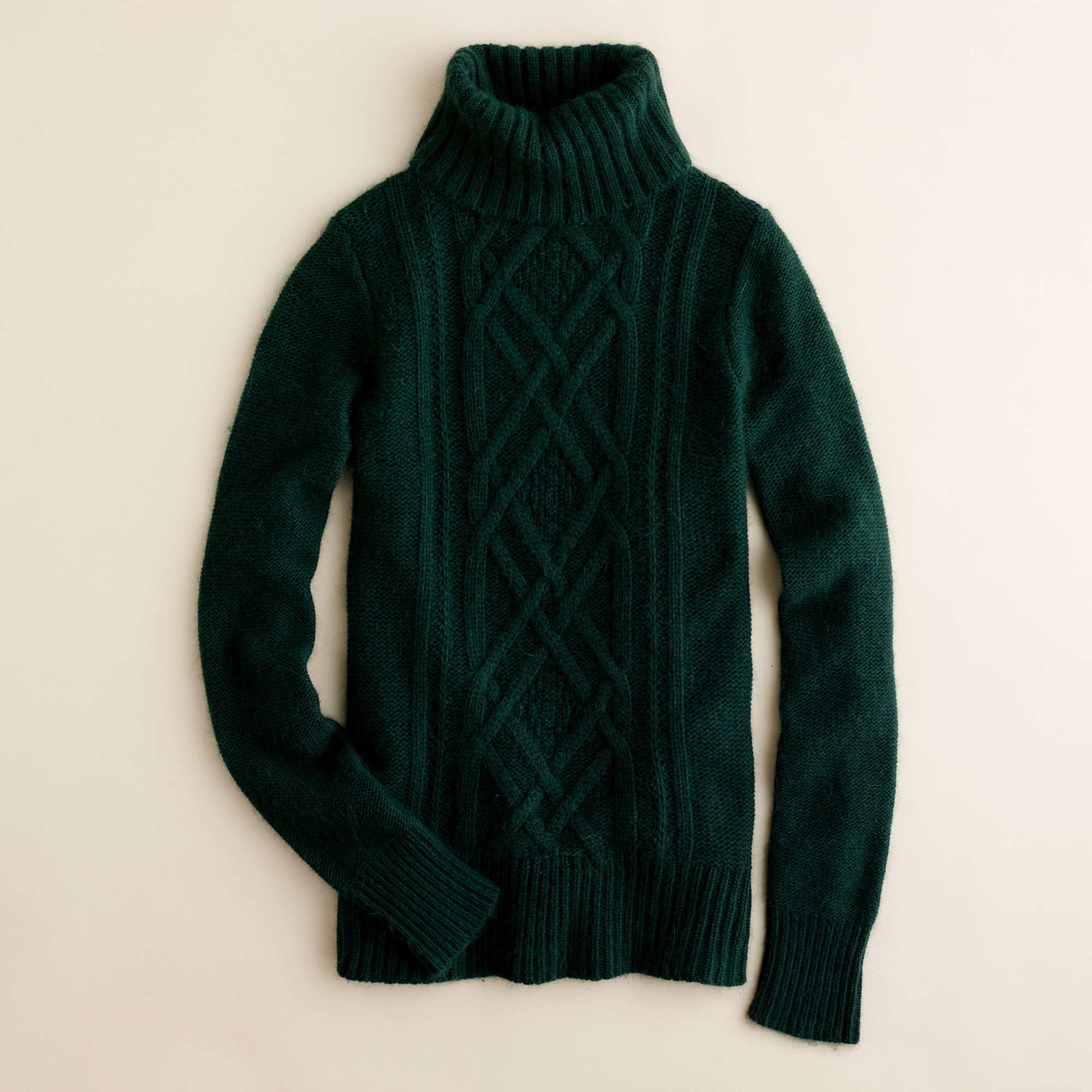 J.crew Cambridge Cable Turtleneck Sweater in Green | Lyst