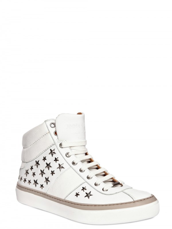 Jimmy Choo Star Studded Nappa High Top Sneakers in White for Men - Lyst