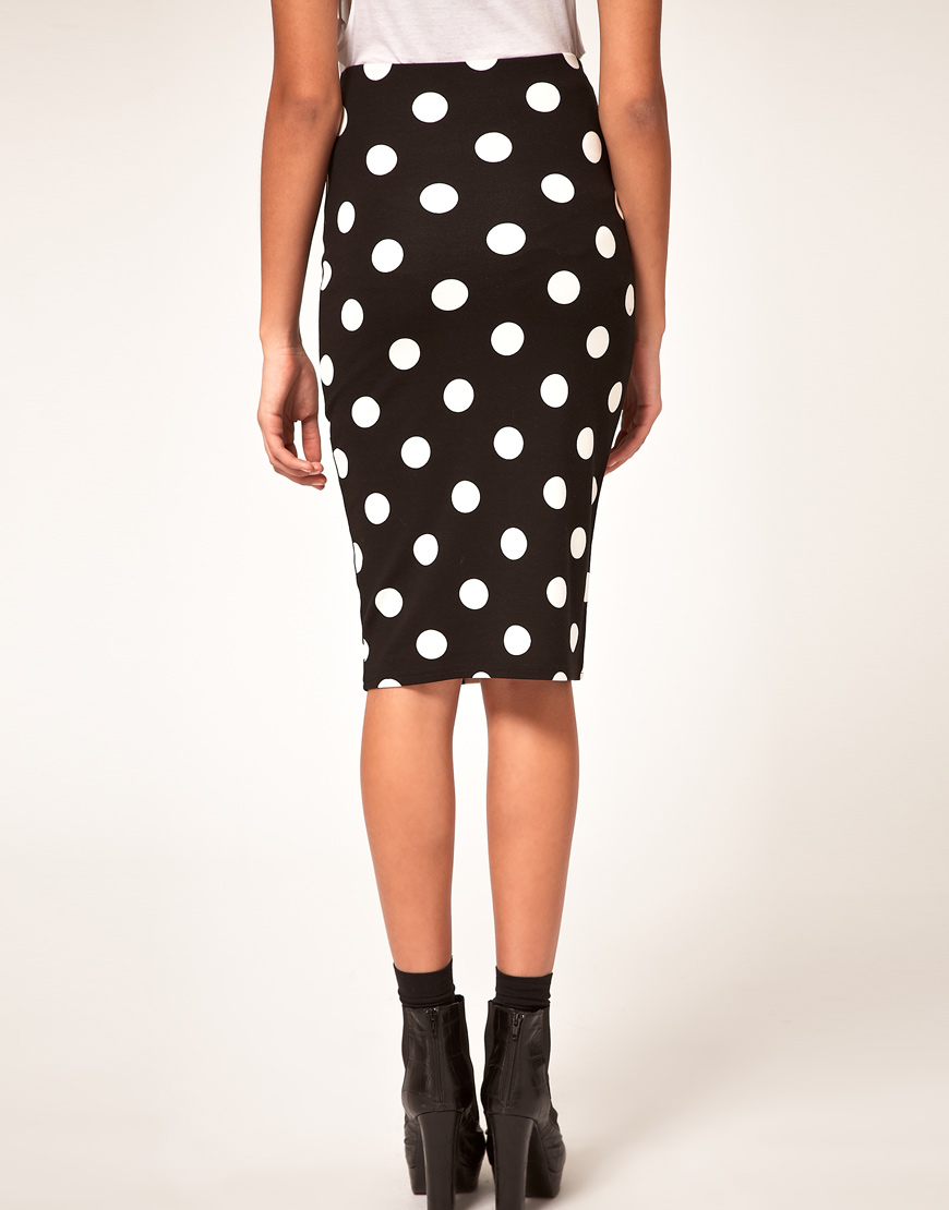 River Island Polka Dot Pencil Skirt in 