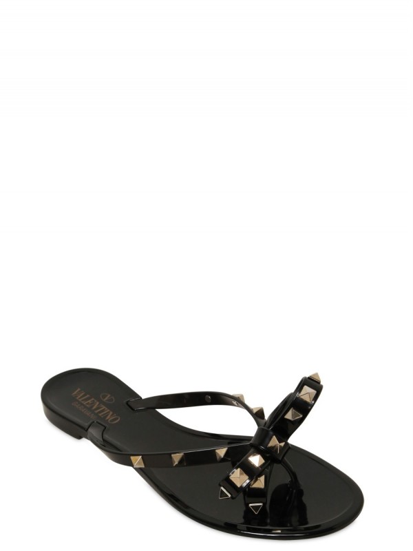 valentino black bow flip flops