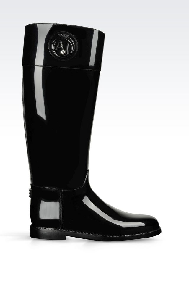 Armani jeans Rubber Rain Boot in Black | Lyst