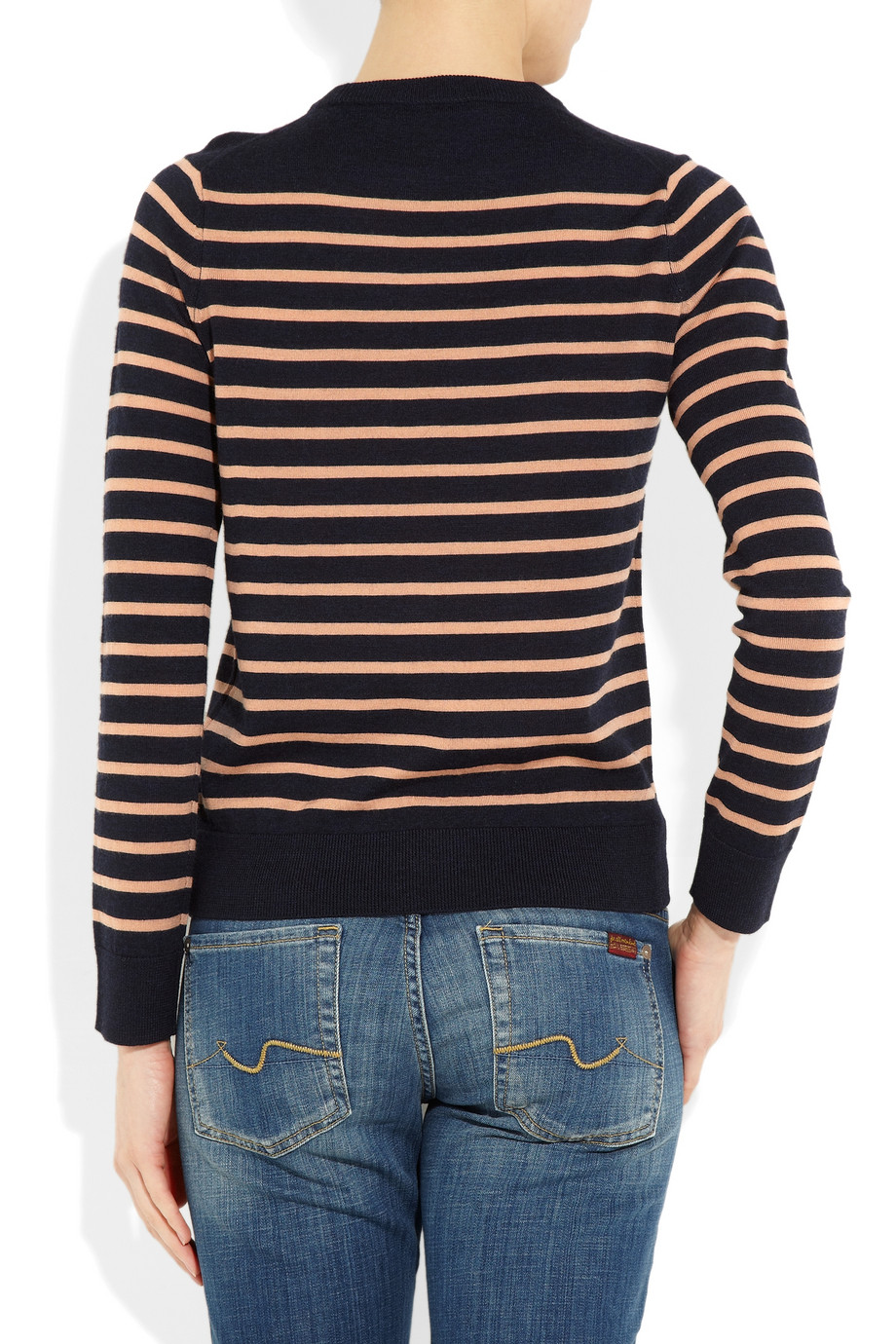 Lyst A.p.c. Striped Fineknit Wool Sweater in Blue