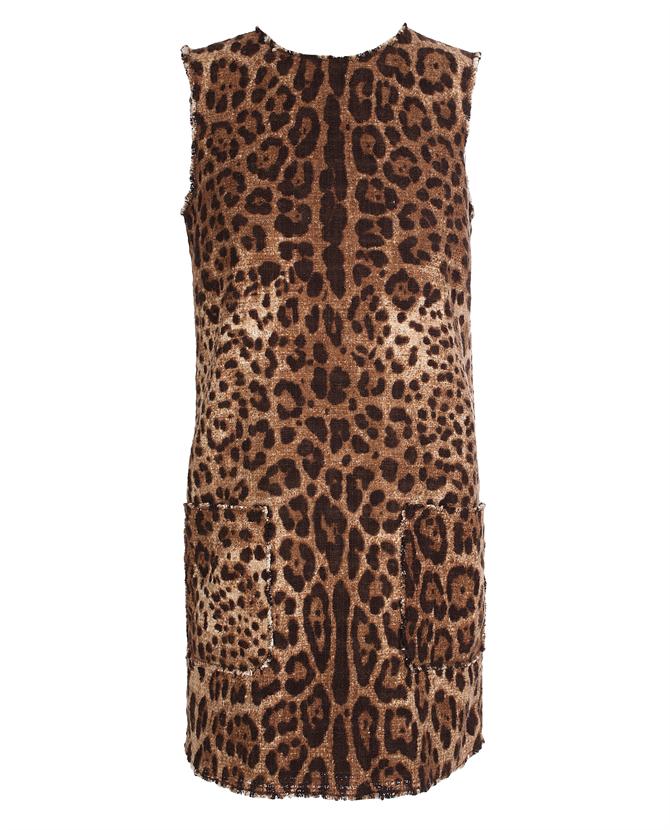 Dolce & Gabbana Leopard Printed Tweed Dress in Animal (brown multi) | Lyst