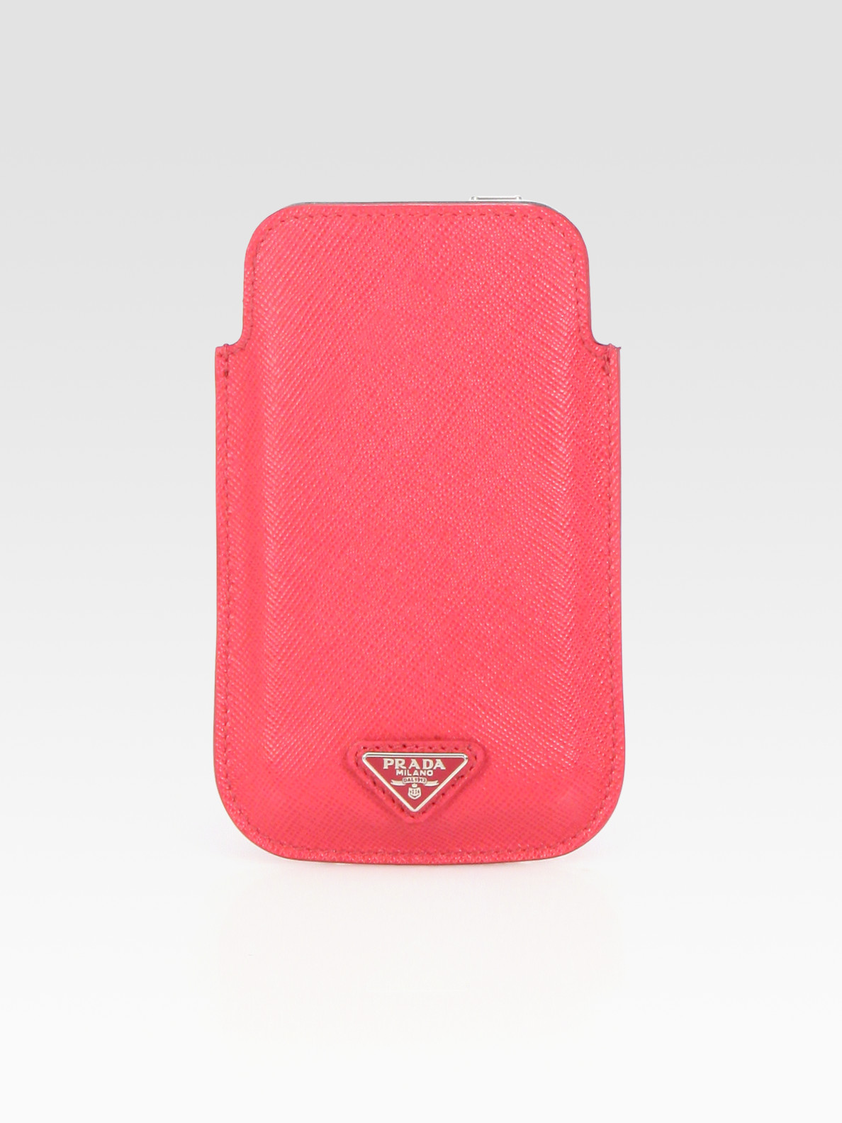 Prada Saffiano Leather Iphone Case in Pink (black) | Lyst