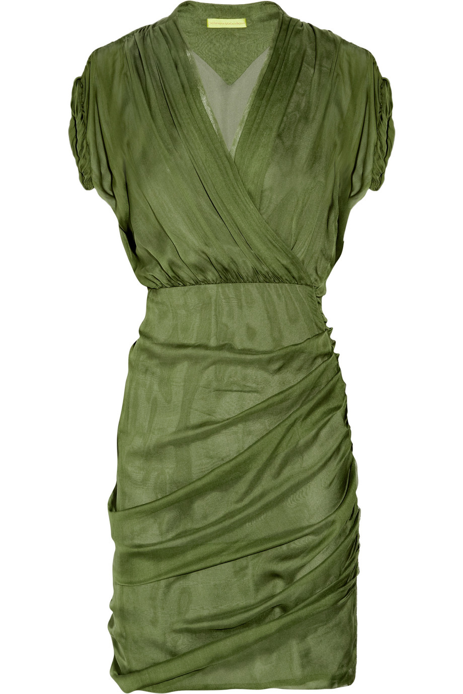 Catherine malandrino Ruched Silk-chiffon Dress in Green | Lyst