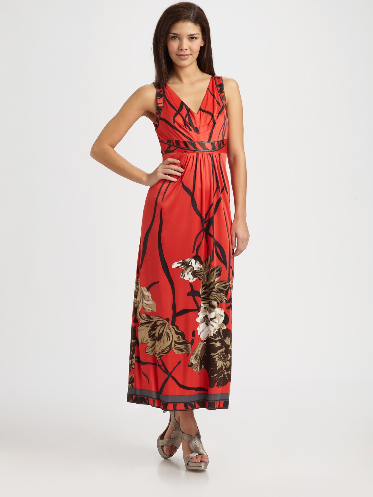 Lyst - Elie Tahari Panama Maxi Dress in Gray