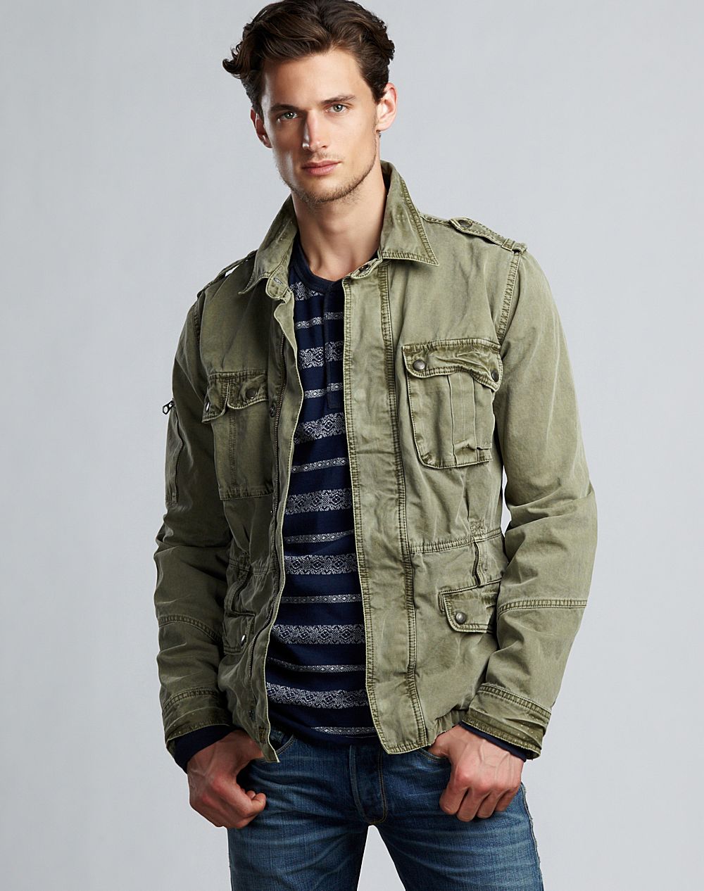 Lucky Brand Twill Aviator Jacket in Green for Men Lyst