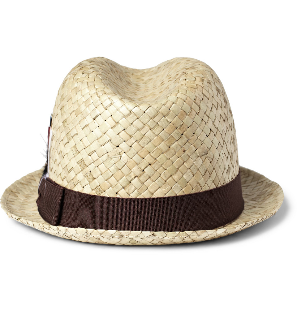 Paul Smith Embellished Straw Trilby Hat 