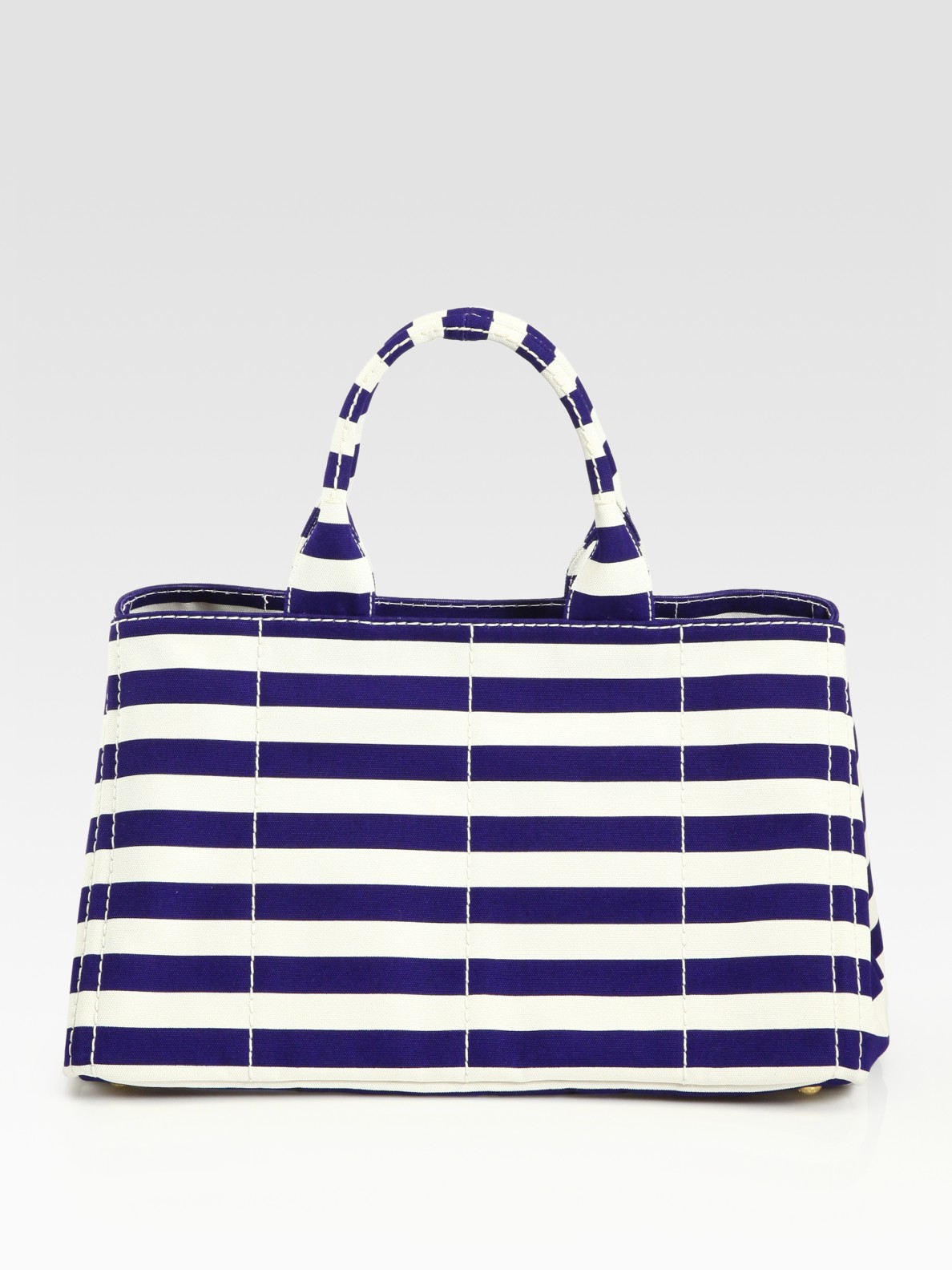 Prada Stripe Canvas Tote Bag in Blue - Lyst