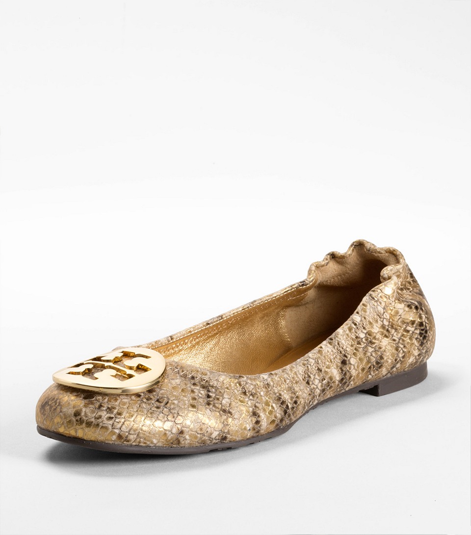 tory burch metallic reva ballet flat silver