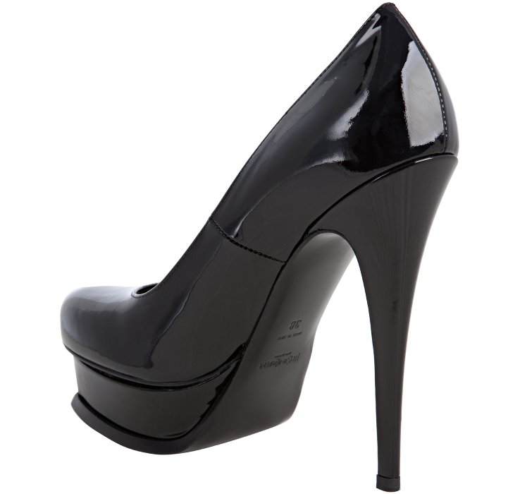 Lyst - Saint Laurent Black Patent Leather Tribute 105 Platform Pumps in ...