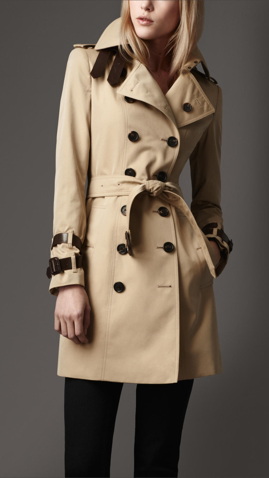Burberry Leather Belt Trench Coat in Honey (Natural) | Lyst