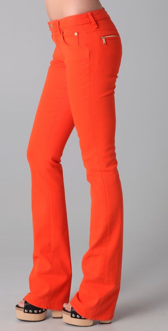 orange bootcut jeans