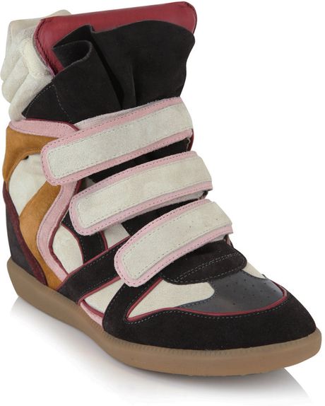 Isabel Marant Willow Wedge Trainers in Black (camel) | Lyst