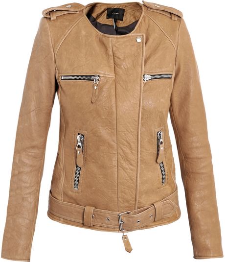 Isabel Marant Sade Leather Jacket in Brown (tan) | Lyst