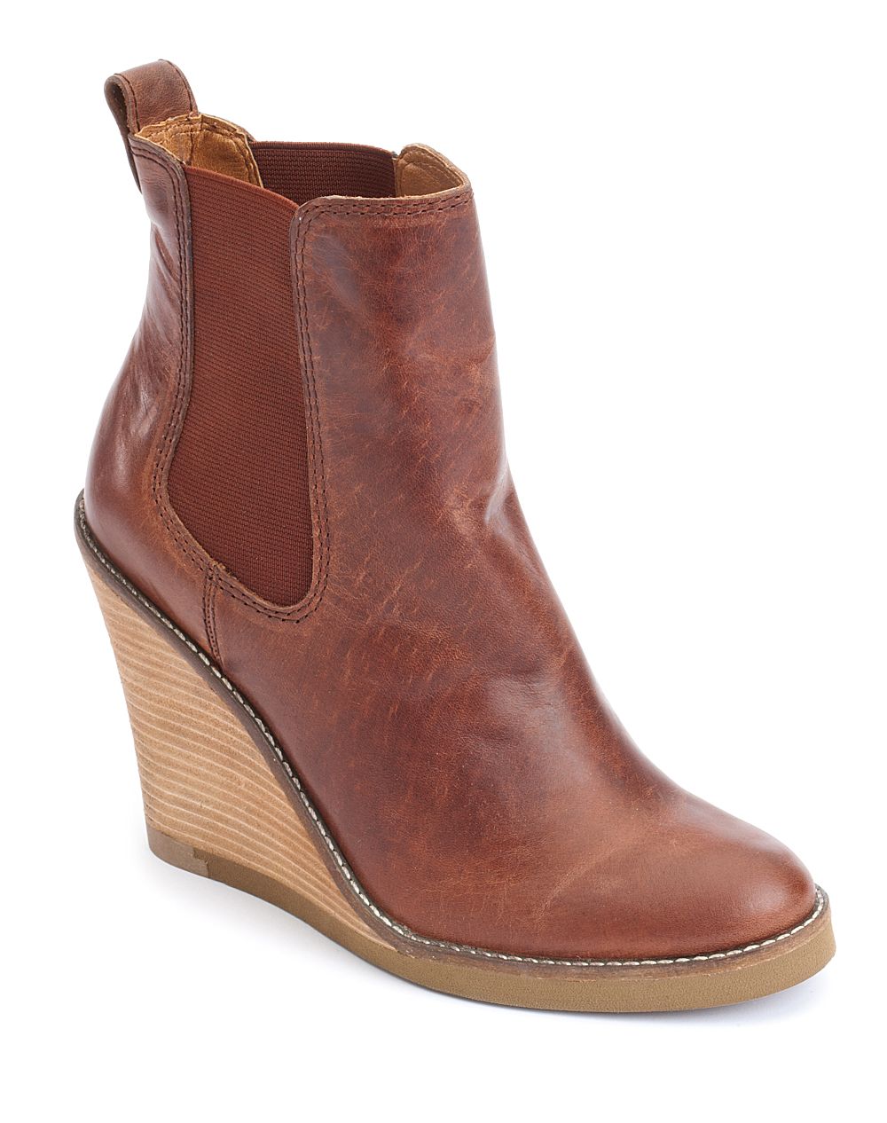Lucky Brand Fedora Wedge Ankle Booties in Brown - Lyst