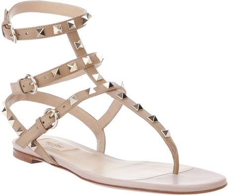 Valentino Studded Sandal in Beige (brown) | Lyst
