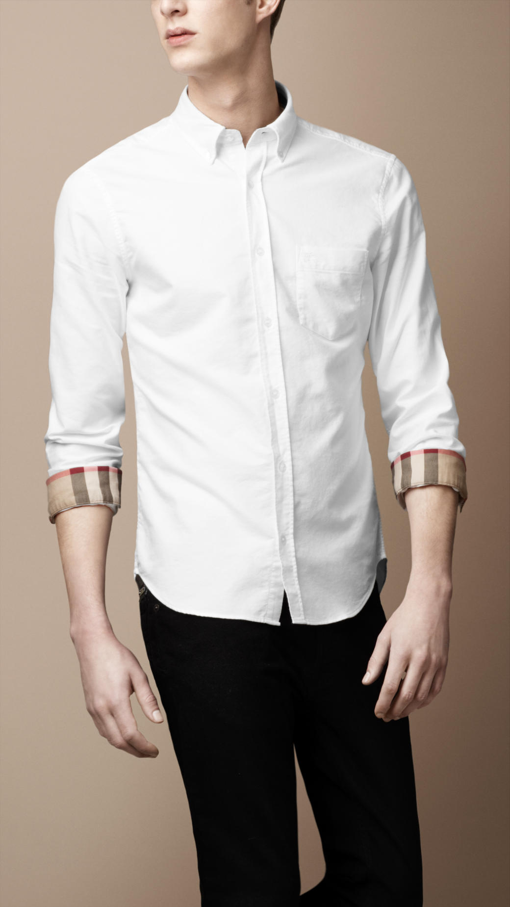 Burberry Button-down Cotton Shirt in White for Men | Lyst