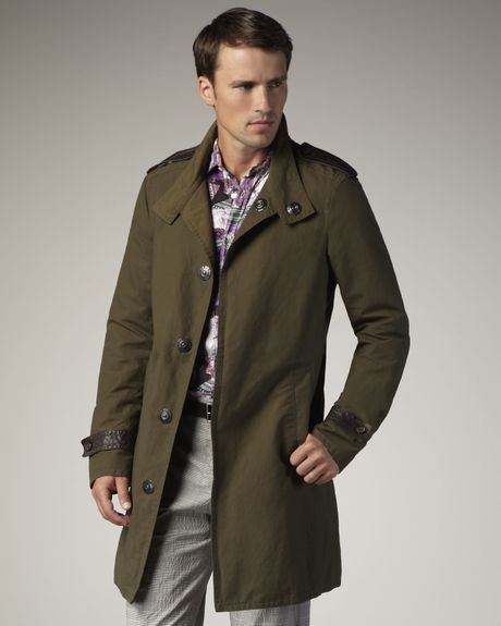 Etro Single-breasted Cotton Trenchcoat in Green for Men (military) | Lyst
