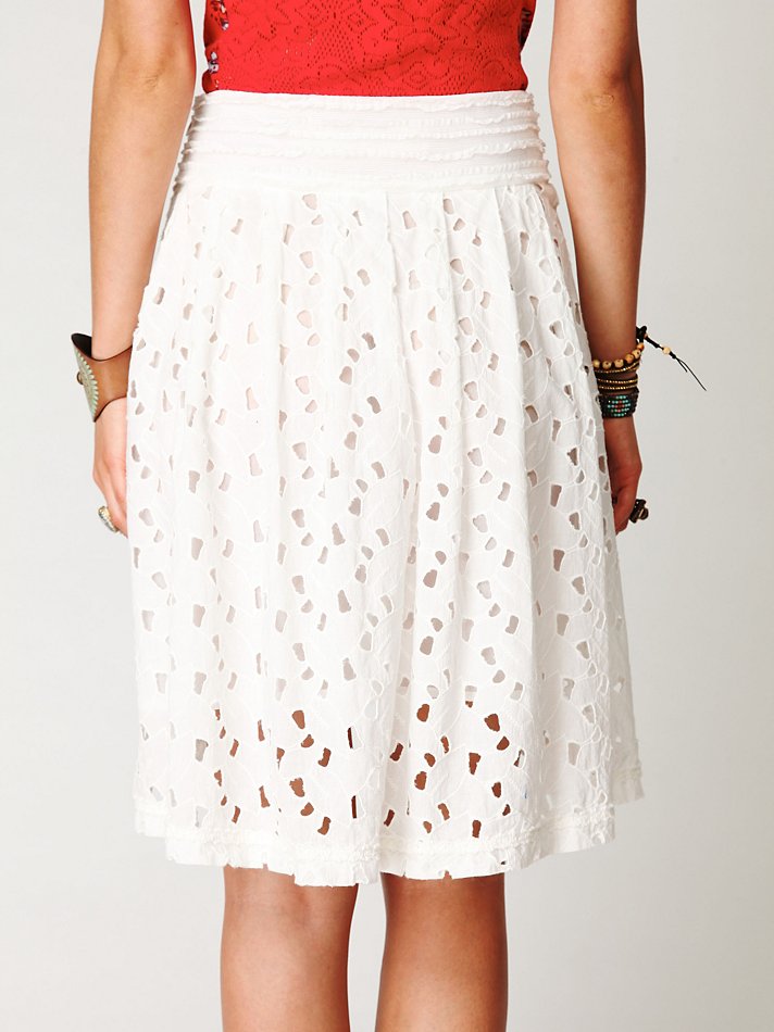 Free People Fp New Romantics Eyelet Field Day Skirt in White - Lyst