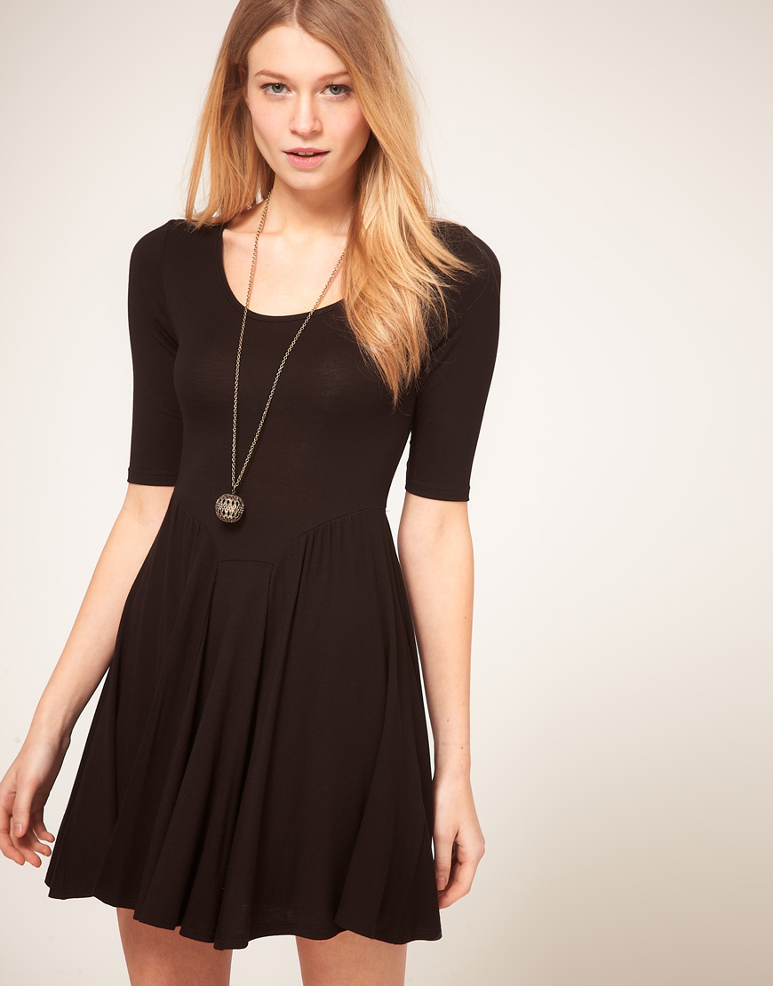 Exclusive Jersey Skater Dress in Black 