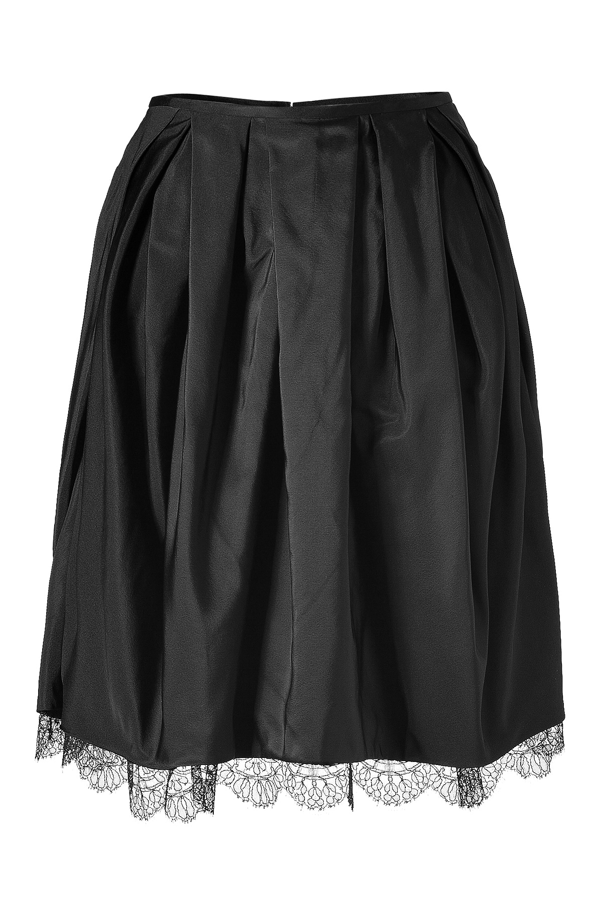 Jason wu Black Sculpted Silk Skirt with Lace Trim in Black | Lyst