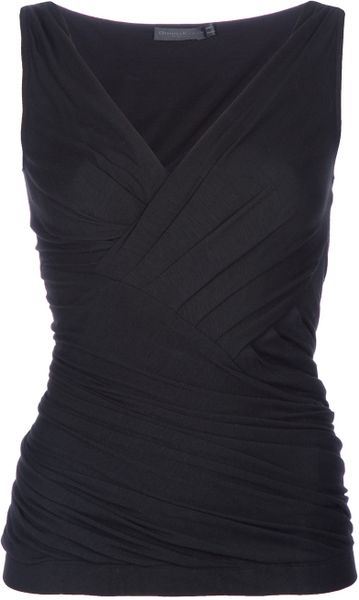 Donna Karan New York V Neck Top in Black | Lyst