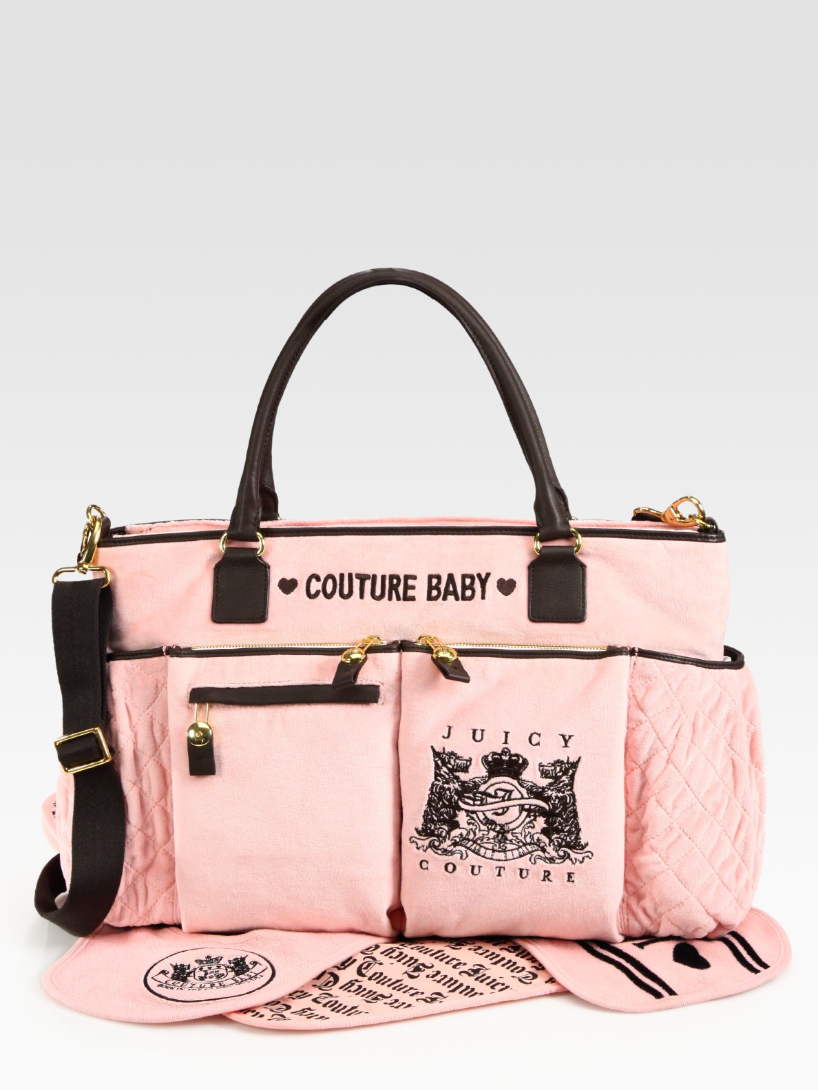 Juicy Couture Velour and Quilted Satin Baby Bag in Black Lyst