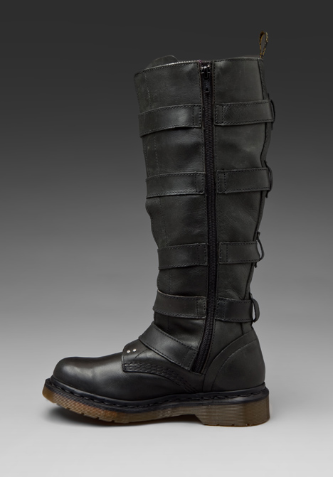 Dr. martens Phina Tall Strap Boot in Black | Lyst