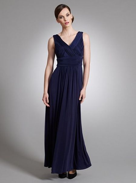 John Lewis Ruched Bodice Maxi Dress Navy in Blue (navy) | Lyst