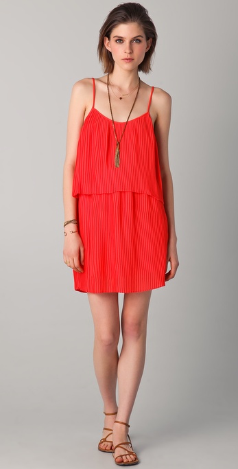 Parker Pleated Dress in Coral (Pink) | Lyst