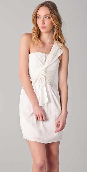 bcbg white one shoulder dress