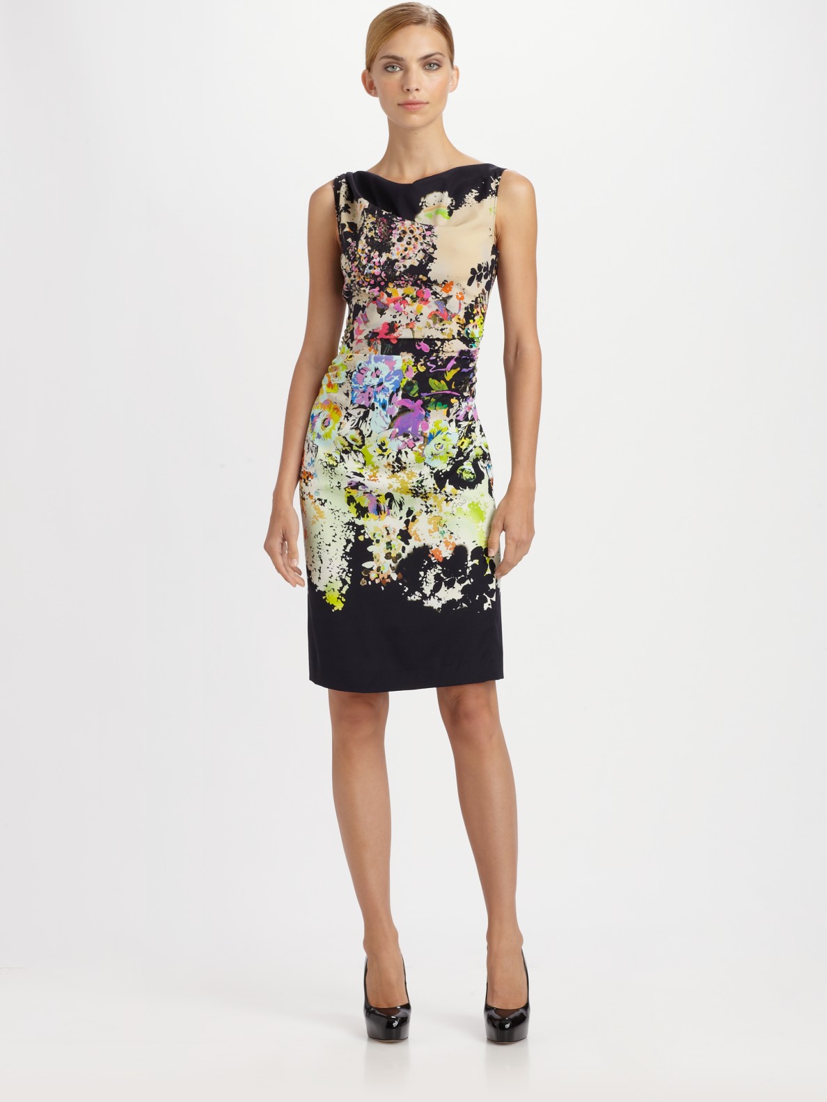 black silk floral dress